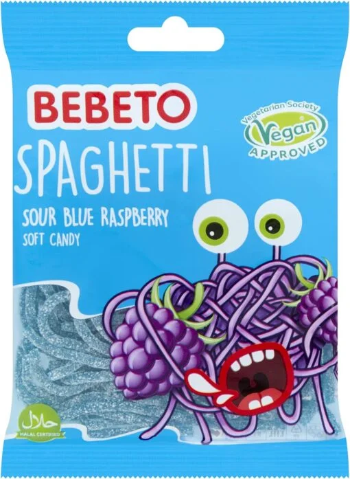 BEBETO SPAGHETTI SOUR BLUE RASPBERRY 70G.